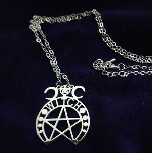 Brand New, Silver-tone, Triple Moon, "Witch" Pentacle Necklace
